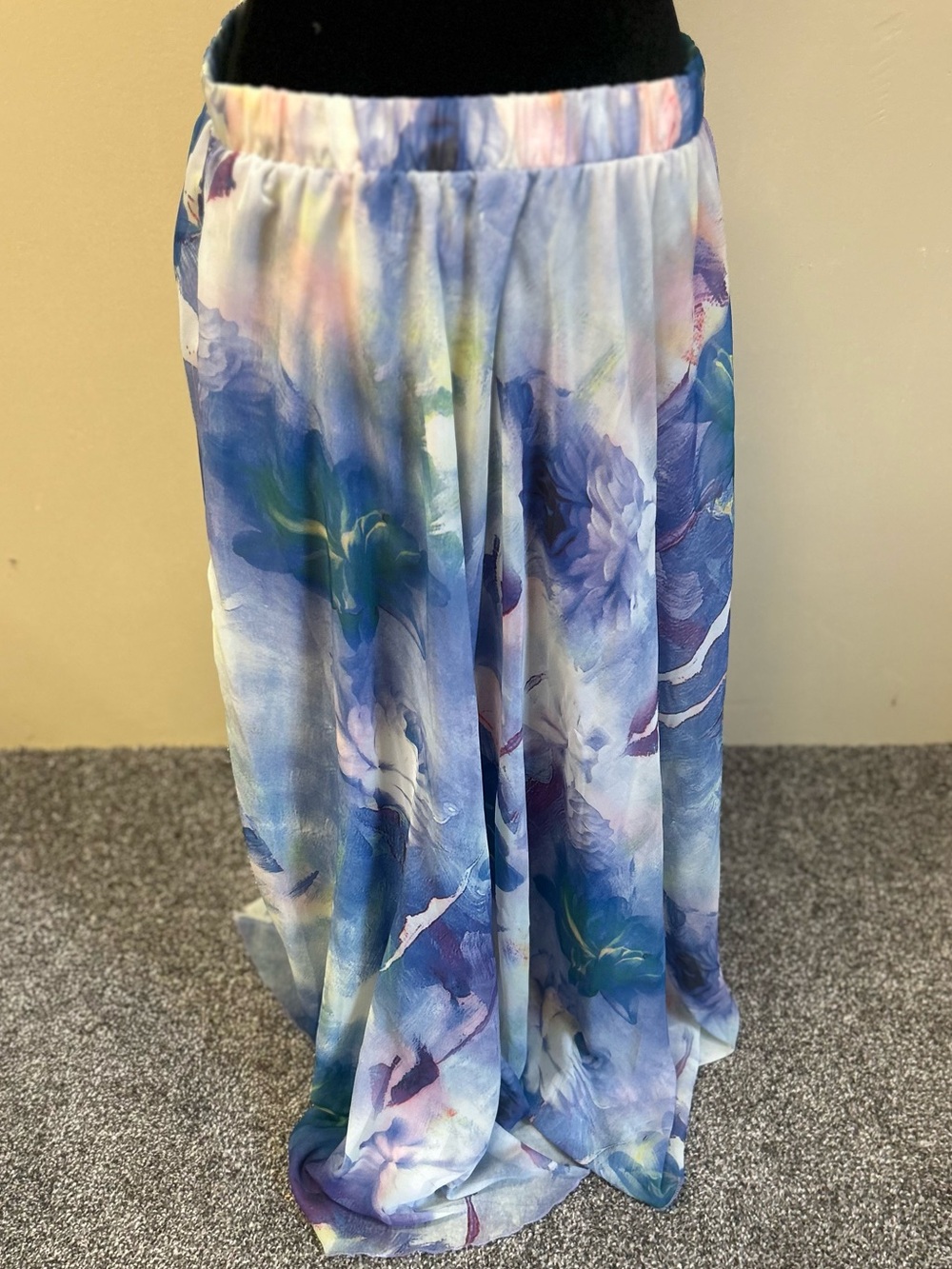 Women's Blue Floral Maxi Skirt/Dress-Lined pretty
